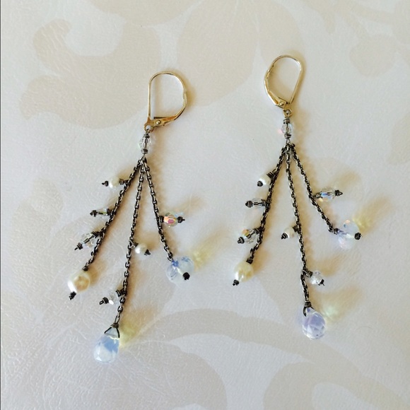 Sterling Silver Dangle Crystal Earrings - Picture 7 of 9