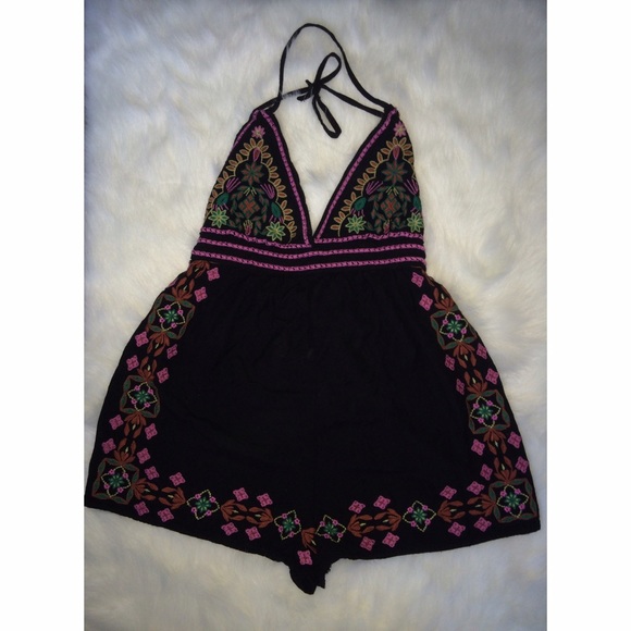 Black Backless Romper