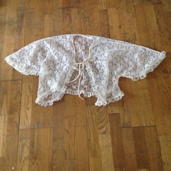 Sheer lace tie jacket