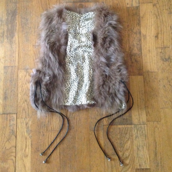 Brown rabbit fur vest