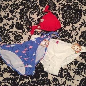 OP brand bathing suit bundle red flamingo white