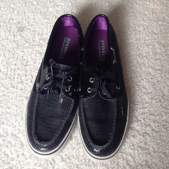 Black Sequin Sperrys