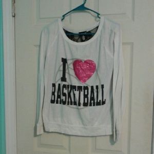 Lace back glitter I love basketball long sleeve
