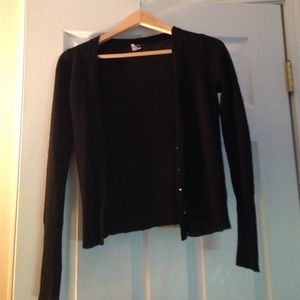 Black JCrew sweater w/ jeweled buttons