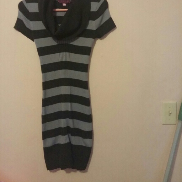 Black and grey strip dress
