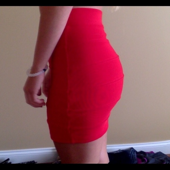 Red body-con skirt
