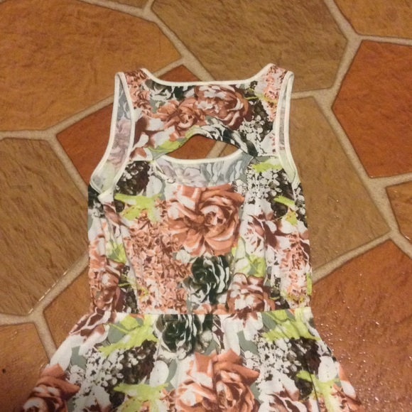 Asymmetrical Hem Floral Cut Out Back Midi Dress - Picture 3 of 4