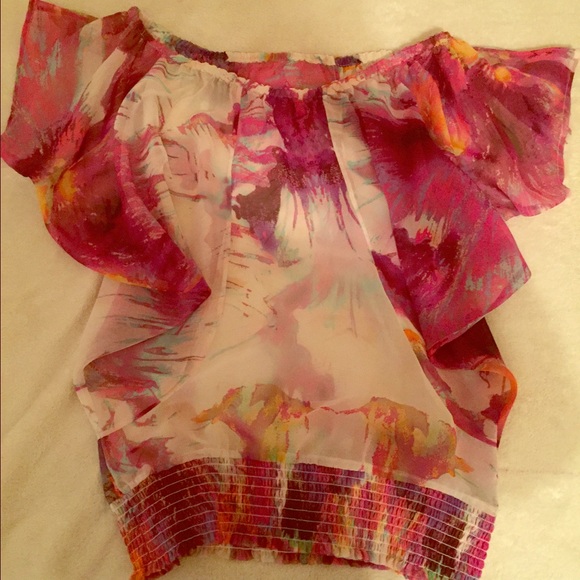 Pink and white chiffon top