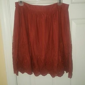 Burnt orange lace skirt