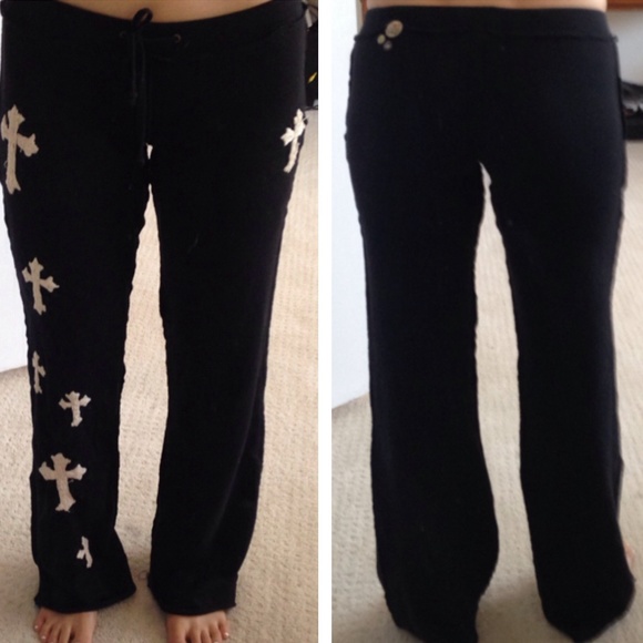 Joystick hand embroidered cross sweatpants petite