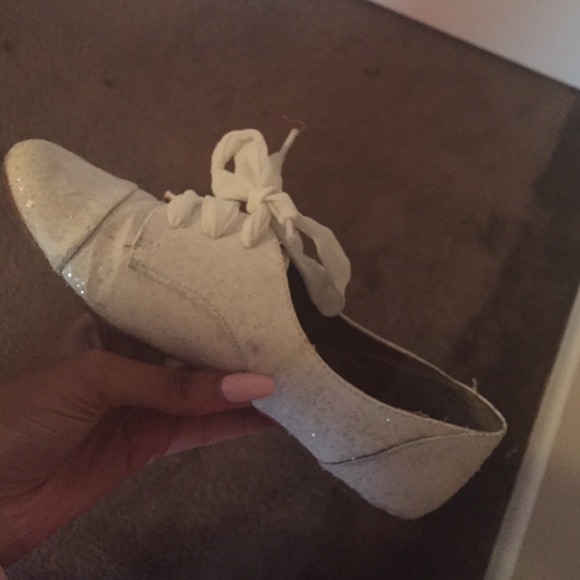 white sparkly oxfords.