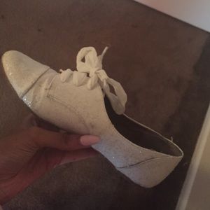 white sparkly oxfords.