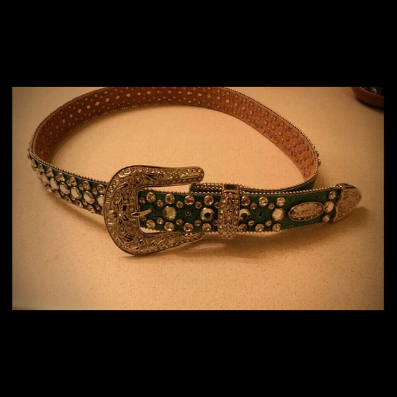 New Turquoise rhinestone belt size large