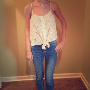 Forever 21 lace tie front tank