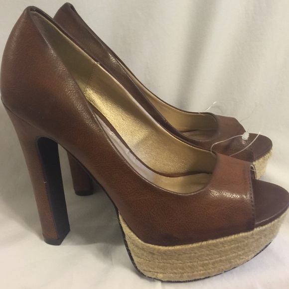 Shoes - Brand-new faux leather espadrille platform