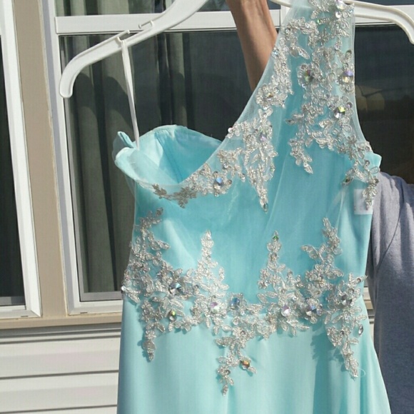 Bright Sky Blue Prom Dress - Picture 4 of 4