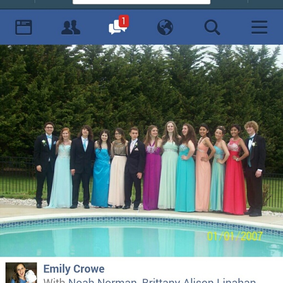 Bright Sky Blue Prom Dress - Picture 2 of 4