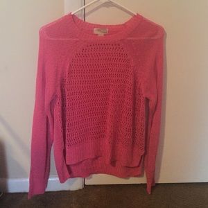 pink sweater. see through b/c of the little holes.