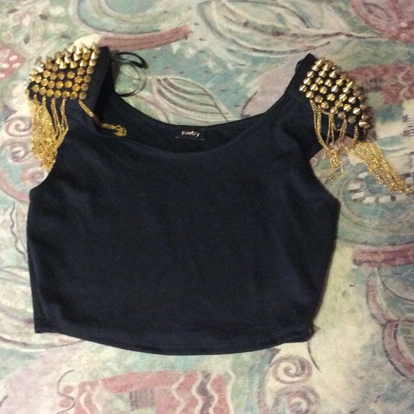 Black Studded Crop Top