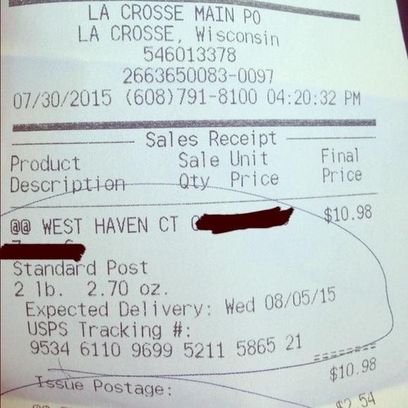 Shipping receipt for Taylor โบ๏ธ๐ - Picture 1 of 1