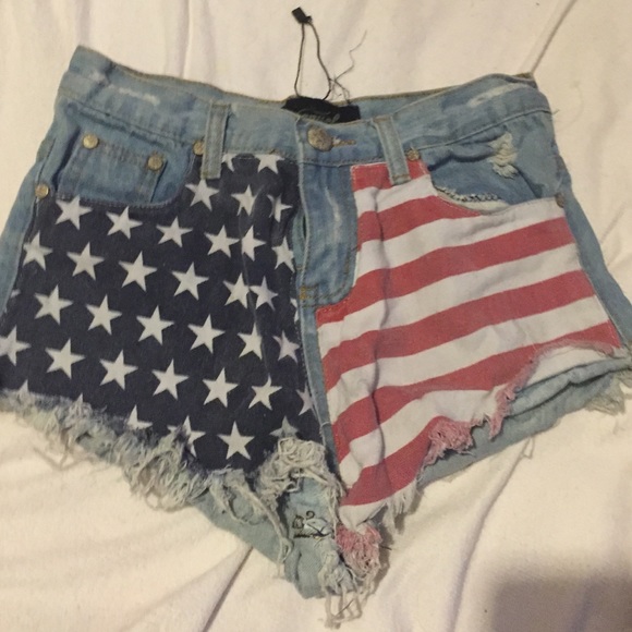 High Waisted American Flag Shorts