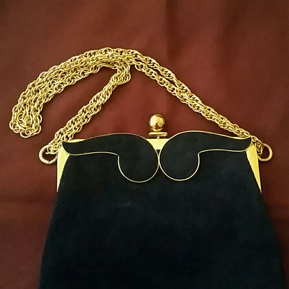 VINTAGE TRIANGLE NY BLUE SUEDE EVENING BAG - Picture 3 of 5