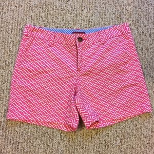 Hot pink printed chino style shorts