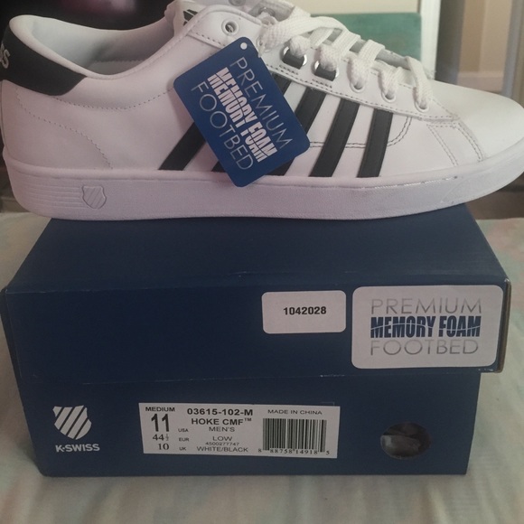 Men's size 11 KSwiss white with black strips shoes
