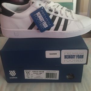 Men's size 11 KSwiss white with black strips shoes