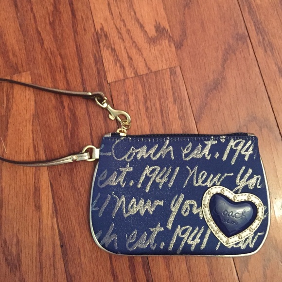 Unique Blue & Gold Authentic Coach Wristlet
