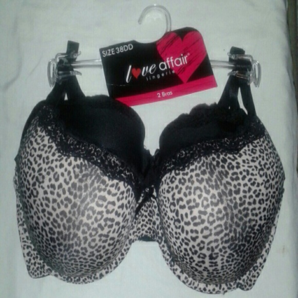 LOVE AFFAIR BRAS 2 PIECES BLACK& LEOPARD PRINT - Picture 1 of 3