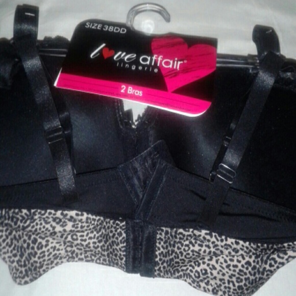 LOVE AFFAIR BRAS 2 PIECES BLACK& LEOPARD PRINT - Picture 3 of 3