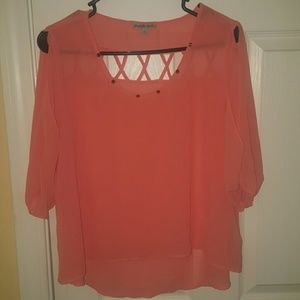 Coral chiffom top