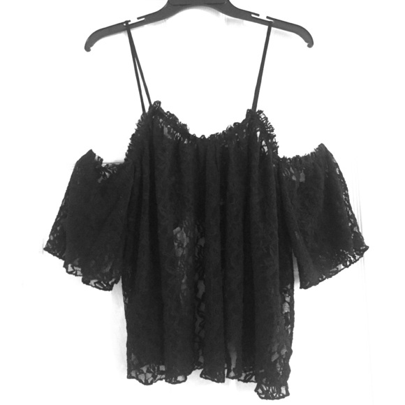 Cold shoulder lace top