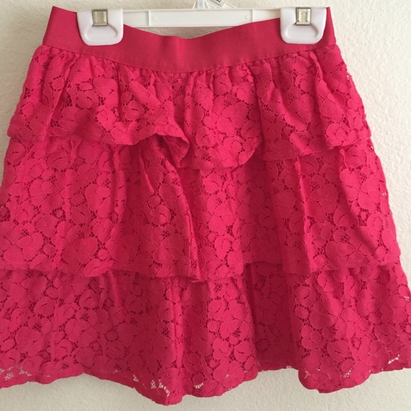 Hot Pink floral material skirt!
