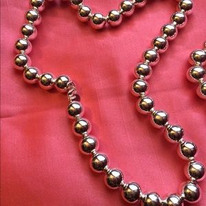 Silver ball necklace and bracelet