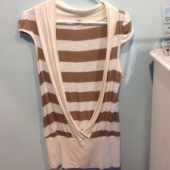 Brown and ivory striped top