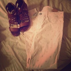 American Eagle pink polka dot pants