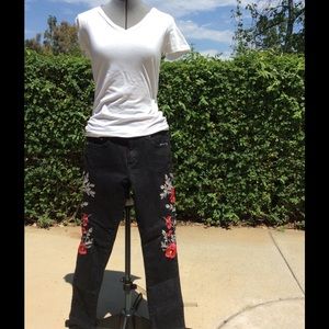 Designer V Christina Poppy embroidered jeans