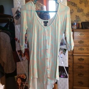 Mint green and tan top