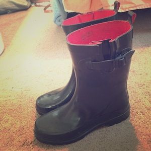 Mid-calf Black & Red Rain Boots