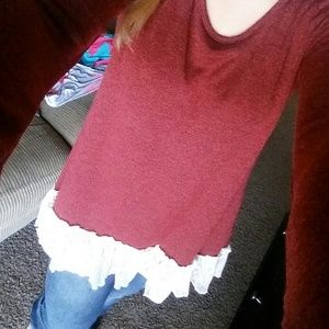 Maroon long-sleeved top