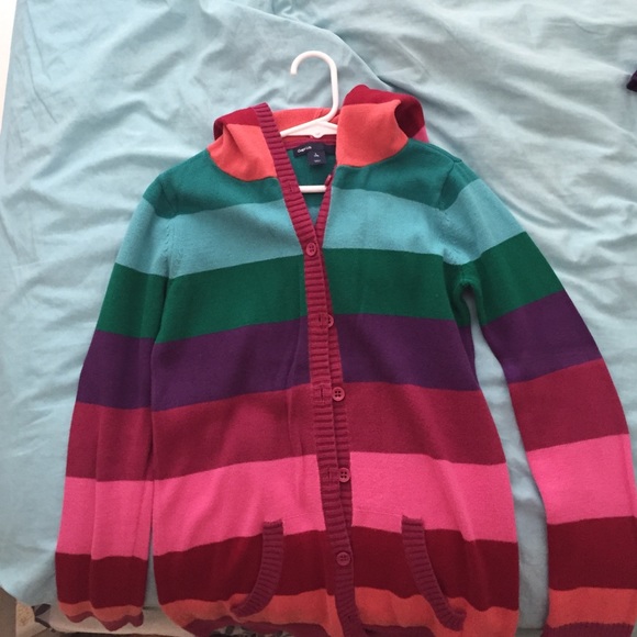 Button up thin colorful sweater!