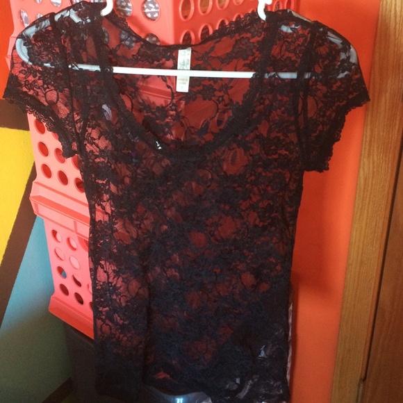 See through lace T shirt