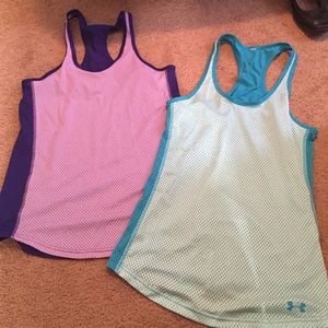 2 (purple & blue) Under Armour mesh workout tanks