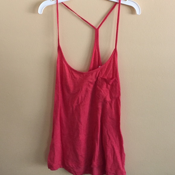 Red racer back tank top