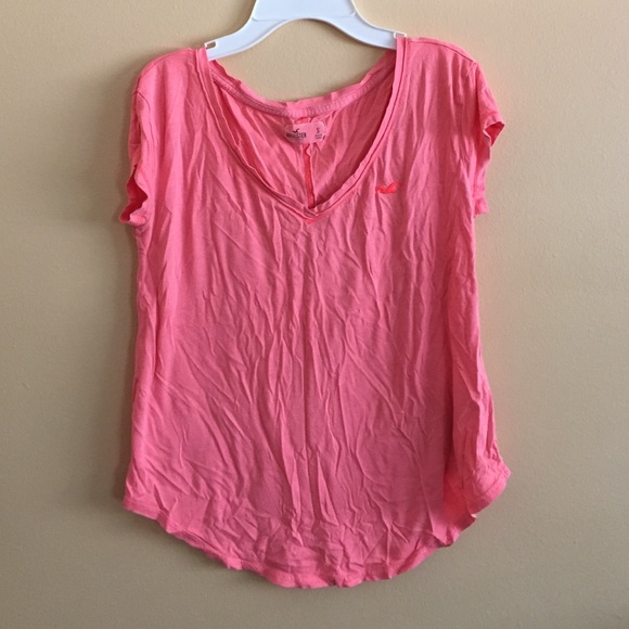 light orange V-neck top