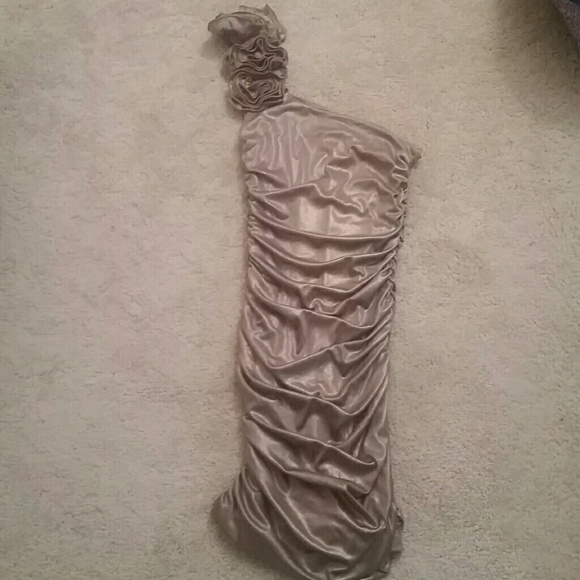 Gold one shoulder dress