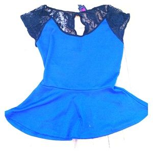 peplum lace cutout