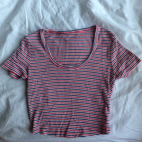 Striped Baby Rib Crop Top